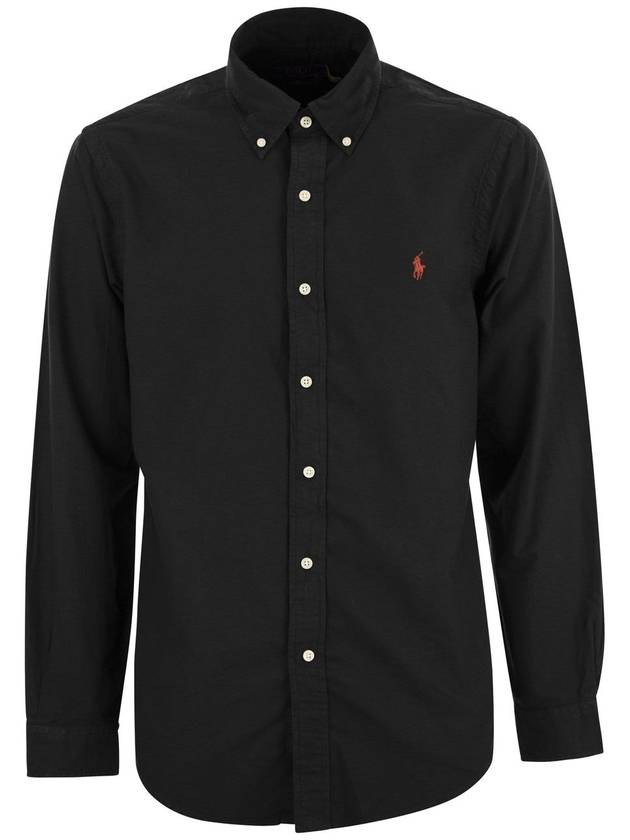 Embroidered Pony Logo Long Sleeves Shirt Black - POLO RALPH LAUREN - BALAAN 2