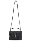 Silver Monogram College Medium Chain Crossbody Bag in Matelasse Leather Black - SAINT LAURENT - BALAAN 8