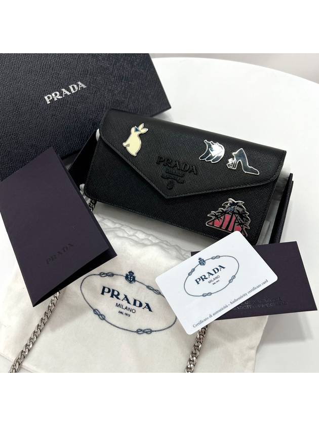 Saffiano chain cross bag black 1DH044 - PRADA - BALAAN 3