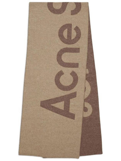 Jacquard Logo Two Tone Wool Muffler Brown - ACNE STUDIOS - BALAAN 2