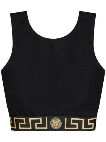 Greca Border Gym Sports Bra Black - VERSACE - BALAAN 1