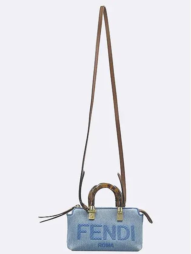 8BS067 Sky blue denim leather trimming by the way mini Boston tote bag strap 2WAY - FENDI - BALAAN 2