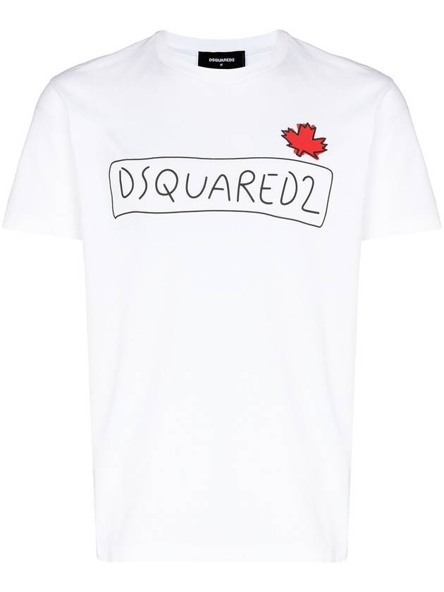 Men's Logo Super Crew Short Sleeve T-Shirt White - DSQUARED2 - BALAAN 1