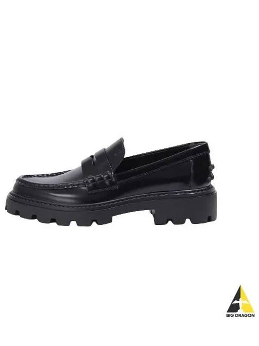 Leather Penny Loafer Heels Black - TOD'S - BALAAN 2