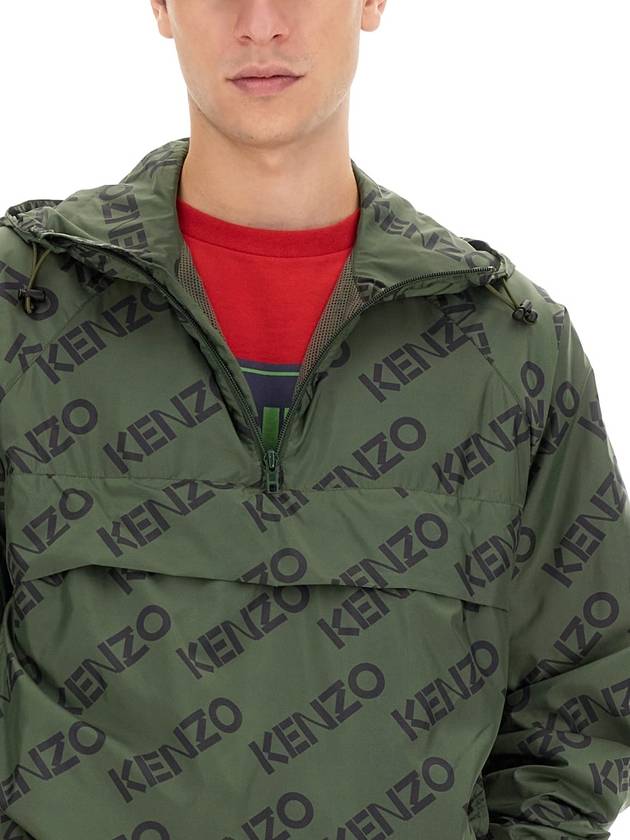 Allover Logo Hoodie Anorak Green - KENZO - BALAAN 5