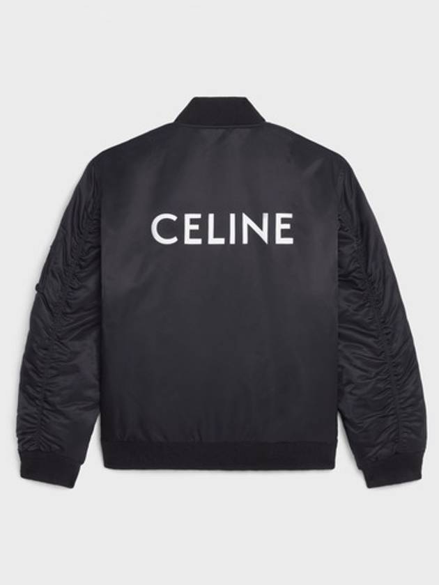 Nylon Twill Logo Bomber Jacket Black - CELINE - BALAAN 2