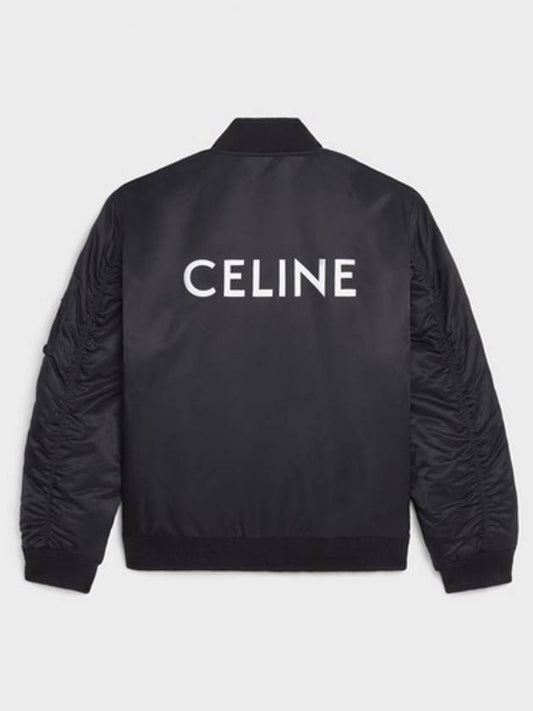 Nylon Twill Logo Bomber Jacket Black - CELINE - BALAAN 2