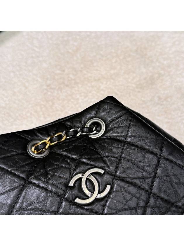 Aged Calfskin Small Gabrielle Backpack Black - CHANEL - BALAAN 5