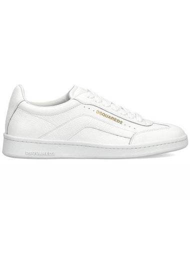 Men's Gold Logo Low Top Sneakers White - DSQUARED2 - BALAAN 1