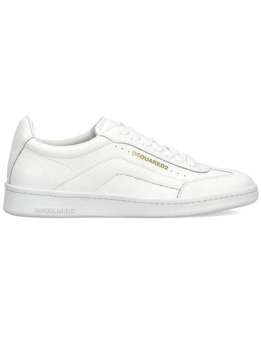 Men's Gold Logo Low Top Sneakers White - DSQUARED2 - BALAAN 1