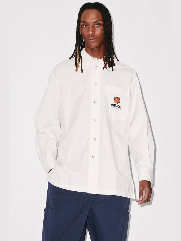 Men's Boke Flower Crest Oversized Long Sleeve Shirt Ivory - KENZO - BALAAN 3