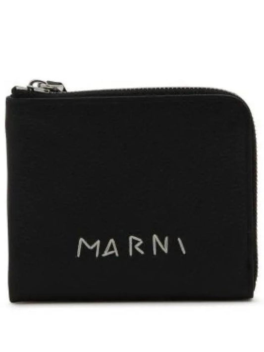 Logo Zip Card Wallet Black - MARNI - BALAAN 2