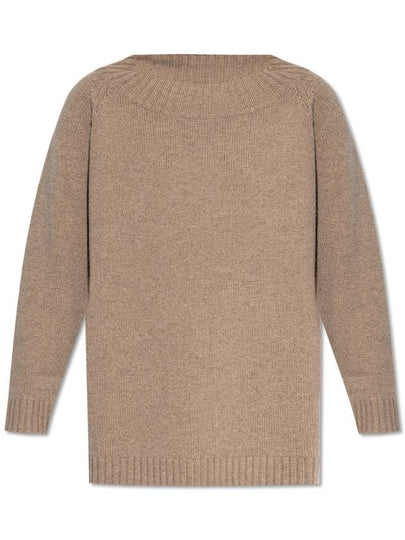 Max Mara Latham s off the shoulder wool cashmere knit top hazelnut brown - MAX MARA - BALAAN 2