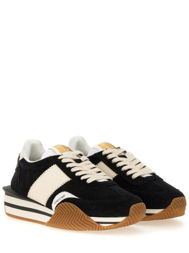 Suede James Sneakers Black Cream - TOM FORD - BALAAN 4