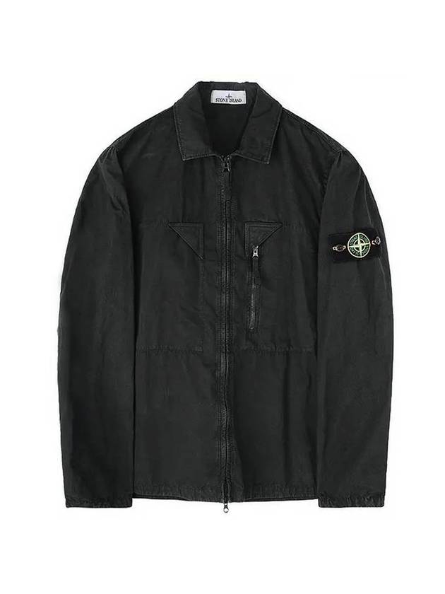 Wappen Patch Old Treatment Zip-Up Overshirt Charcoal - STONE ISLAND - BALAAN 1