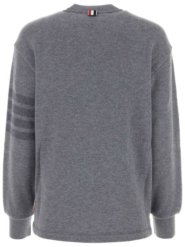 Women's Virgin Wool Loopback 4 Bar Crewneck Sweatshirt Grey - THOM BROWNE - BALAAN 3