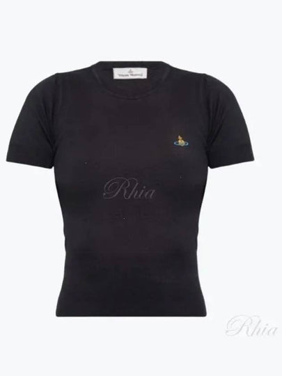 ORB Logo Short Sleeve Knit Top Black - VIVIENNE WESTWOOD - BALAAN 2