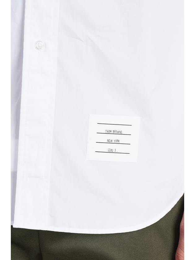 Men's Grosgrain Placket Solid Poplin Long Sleeve Shirt White - THOM BROWNE - BALAAN 6