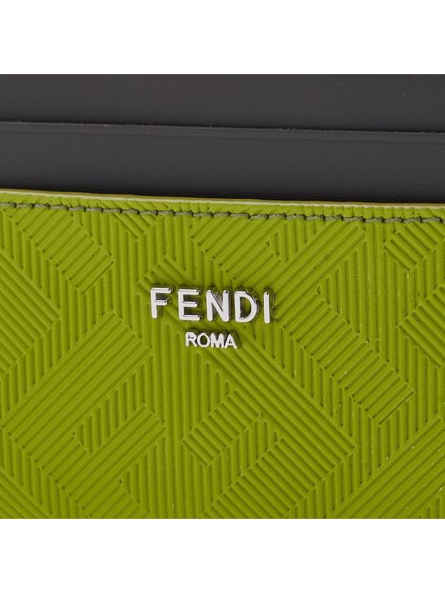 Men's FF Leather Card Wallet Green - FENDI - 7