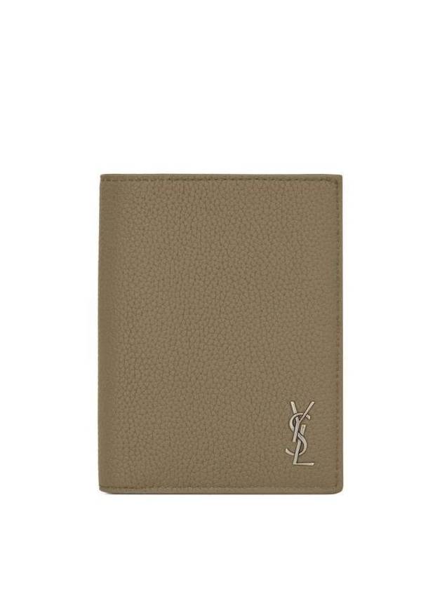 Tiny Cassandre Credit Grained Leather Card Wallet Dark Khaki - SAINT LAURENT - BALAAN 1