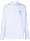 Stitch Army De Coeur Oversized Oxford Long Sleeve Shirt Sky Blue - AMI - BALAAN 1