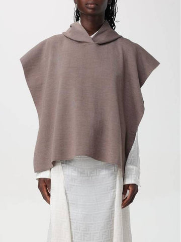 Wool Poncho Dove Grey - FENDI - BALAAN 1