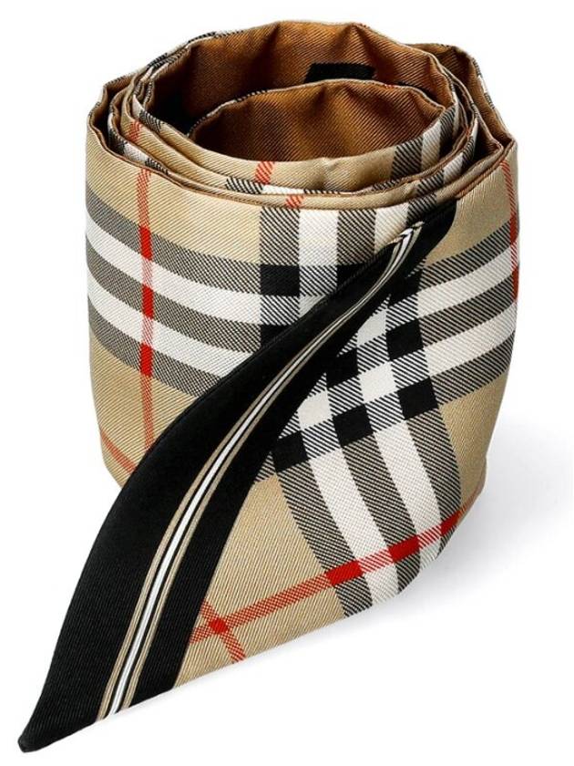 Vintage Check Logo Print Silk Skinny Reversible Scarf Archive Beige - BURBERRY - BALAAN 3