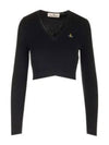 Bea Cropped V-Neck Knit Top Black - VIVIENNE WESTWOOD - BALAAN 2