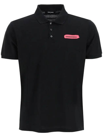 Logo Cotton Polo PK Shirt Black - DSQUARED2 - BALAAN 1