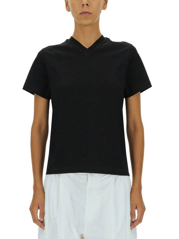 V-neck cotton t-shirt black - BOTTEGA VENETA - BALAAN 2