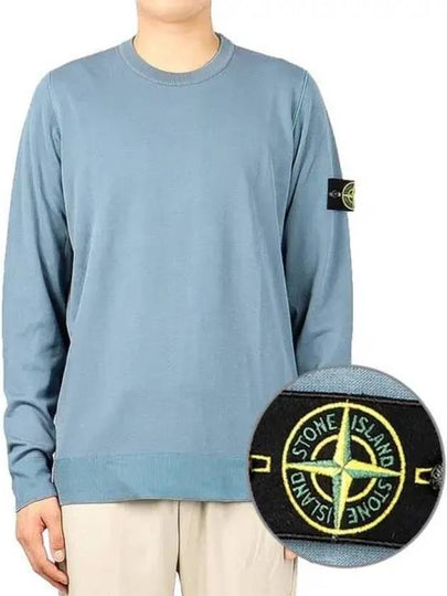 Men's Wappen Patch Reversible Knit Top Blue - STONE ISLAND - BALAAN 2