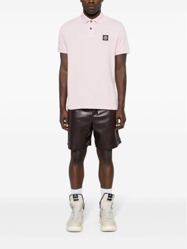 Pique Stretch Cotton Short Sleeve Polo Shirt Pink - STONE ISLAND - BALAAN 4