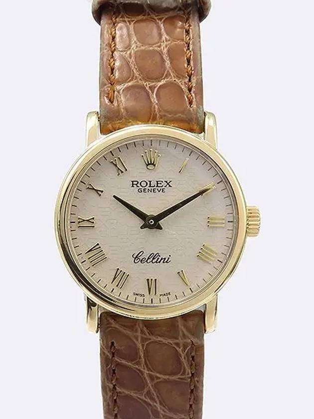 Rolex 6110 Vintage Cellini Gold Box Roman Index Women s Leather Quartz Watch - ROLEX - BALAAN 1