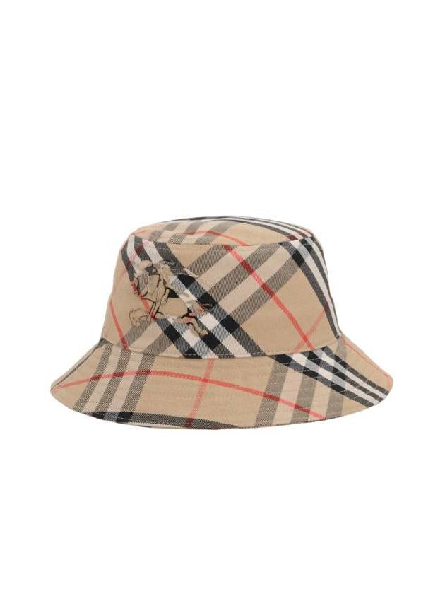 Check Cotton Blend Bucket Hat Beige - BURBERRY - BALAAN 5