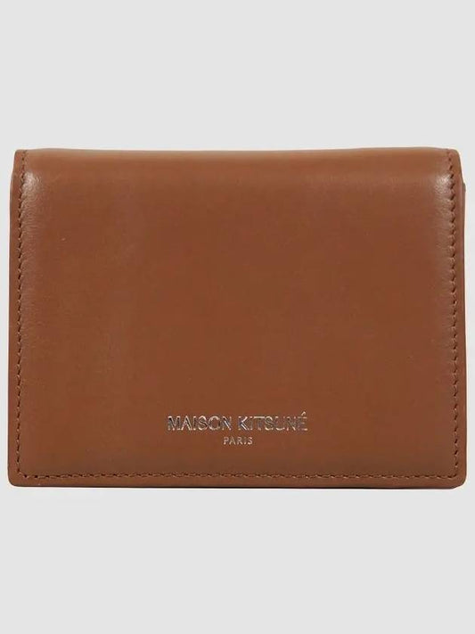 Tri-Fold Leather Half Wallet Brown - MAISON KITSUNE - BALAAN 2