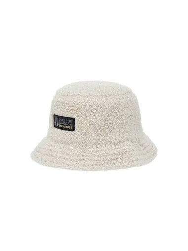 Men s Glitter Logo Patch Boucle Bucket Hat Light Beige 271202 - ARMANI EXCHANGE - BALAAN 1