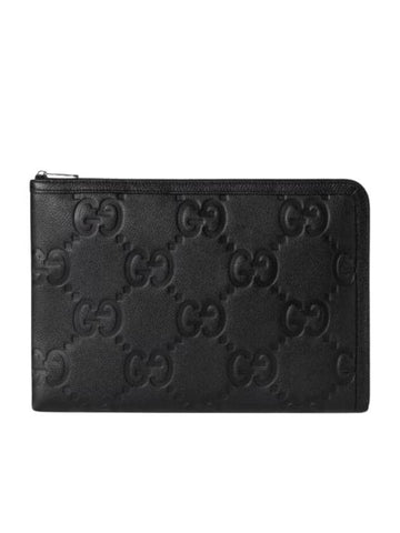 Jumbo GG Pouch Bag Black - GUCCI - BALAAN 1