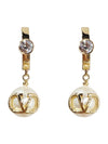 V Logo Pearl Drop Earrings Gold - VALENTINO - BALAAN 2