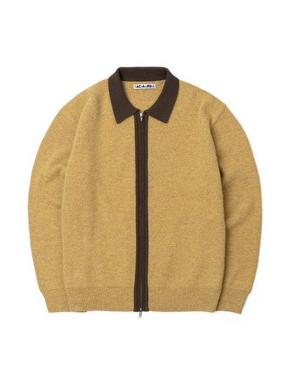 Men's Wool Nylon Cardigan Yellow - BACKANDFORTH - BALAAN 2