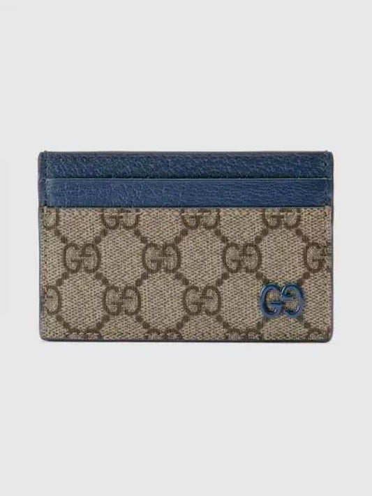 GG Supreme Canvas Card Wallet Beige Blue - GUCCI - BALAAN 2