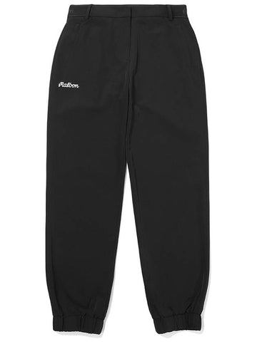 WOVEN BANDING JOGGER PANTS BLACK WOMAN - MALBON GOLF - BALAAN 1