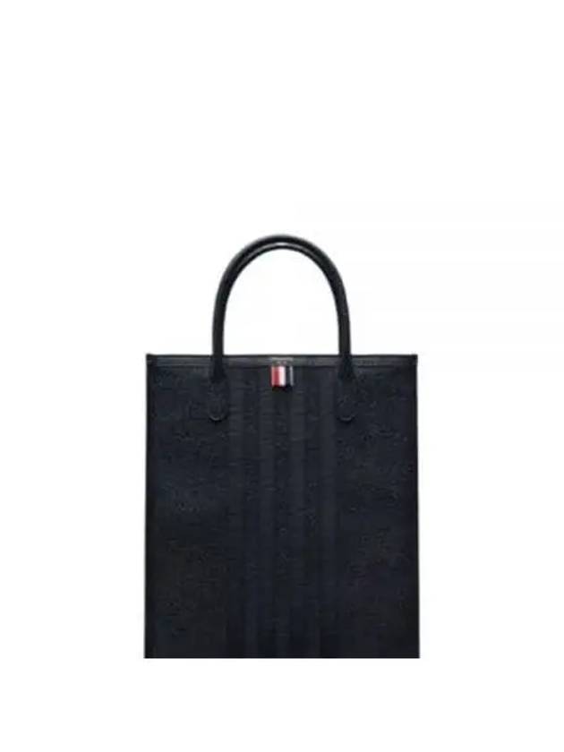 Pebble Grain 4 Bar Tote Bag Black - THOM BROWNE - BALAAN 2