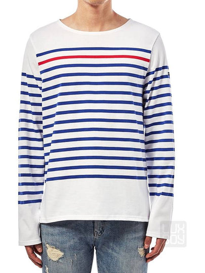 Striped Cotton Long Sleeve T-Shirt Blue White - SAINT JAMES - BALAAN 2