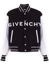 Logo Leather Wool Bomber Jacket Black - GIVENCHY - BALAAN 1