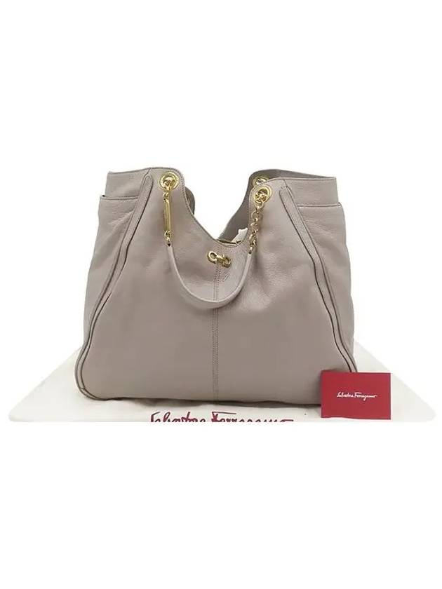 Ferragamo 21 B993 gray gold Gancini logo decorated chain shoulder bag - SALVATORE FERRAGAMO - BALAAN 1