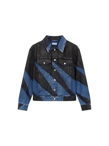 Men's printed button-up denim jacket black 270170 - DRIES VAN NOTEN - BALAAN 1