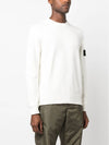 Men's Wappen Patch Crew Neck Cotton Knit Top Off White - STONE ISLAND - BALAAN 7