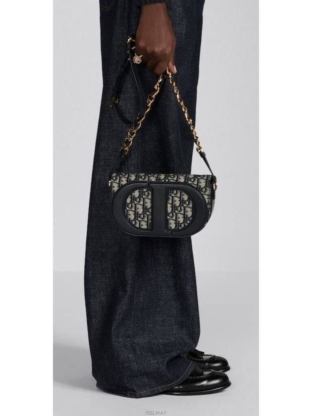 CD Signature Oblique Jacquard Shoulder Bag Blue - DIOR - BALAAN 4