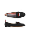 Women's Pebble Grain Leather Flexible Leather Sole 3 Bow Loafer Black - THOM BROWNE - BALAAN 2