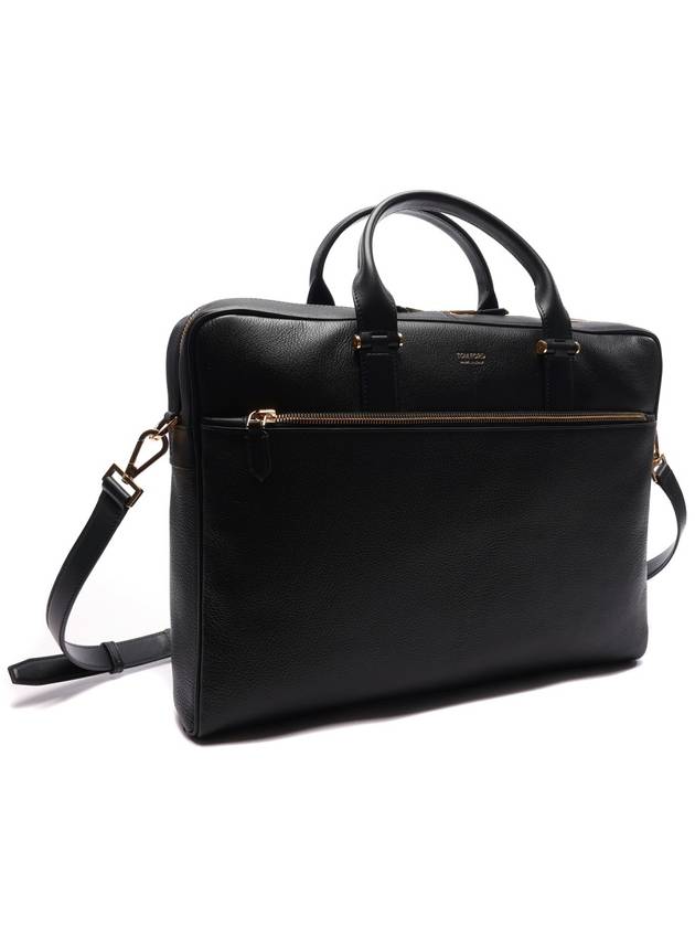 Shiny Grain Leather Brief Case Black - TOM FORD - BALAAN 4